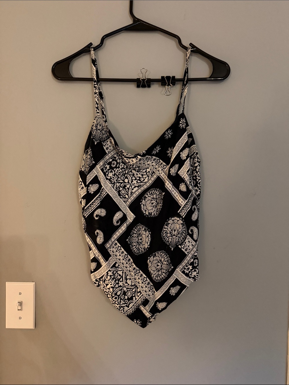 Black & White Patterned Handkerchief Cami Top